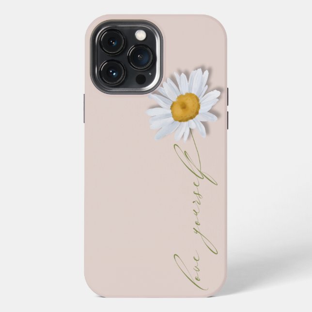 Simplistic 3D Daisy with "Love Yourself" Stem iPhone Case (Back)