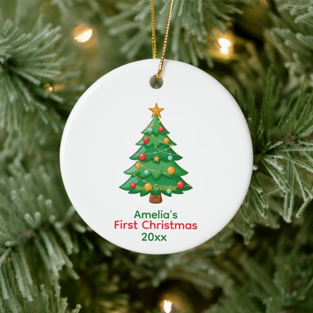 Simplistic Baby's First Christmas w/ Tree Ornament (Tree)