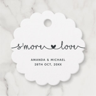 Simplistic Black and White Typography S'more Love Favour Tags