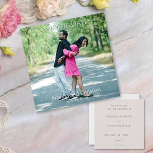 Simplistic Coral Peach Cream Photo Save The Date