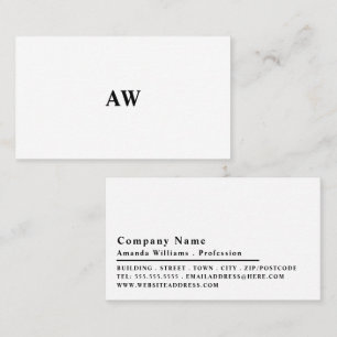 Simplistic Design, Minimalist Monogram Business Card