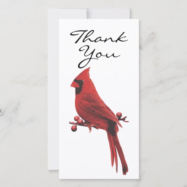 Simplistic Double Sided Photo Cardinal Thank you (Front)