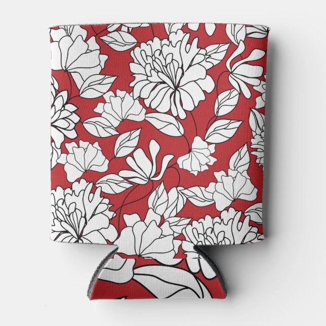 Simplistic Elegant Floral Background. Can Cooler (Front)