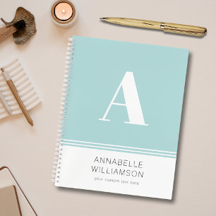 Simplistic elegant monogram mint green notebook