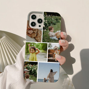 Simplistic Family 6 Photo Collage iPhone 15 Case