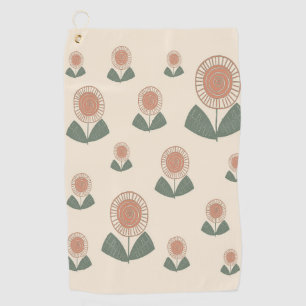 Simplistic Flower Pattern Golf Towel
