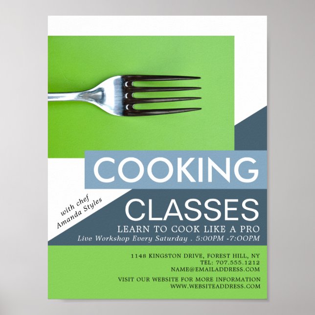Simplistic Fork, Cooking Classes Advertising Poster (Front)