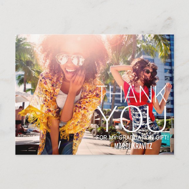 Simplistic Graduation Graduate Thank You Postcard (Front)