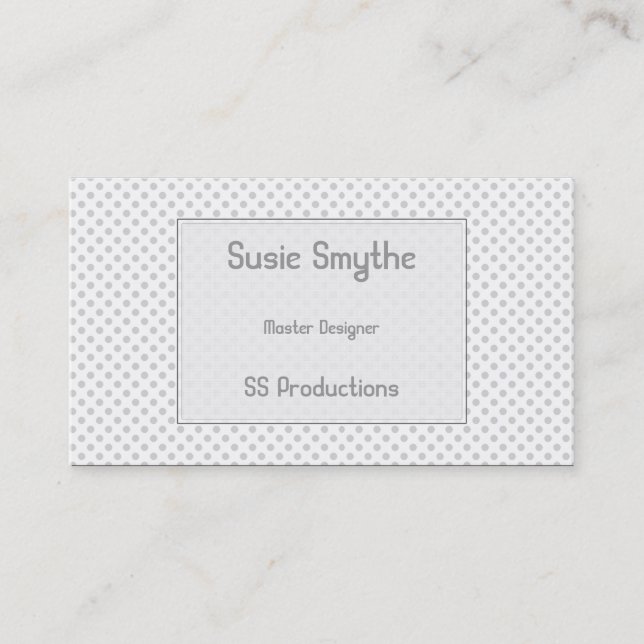 Simplistic Light Grey Small Dot Pattern Biz Cards (Front)