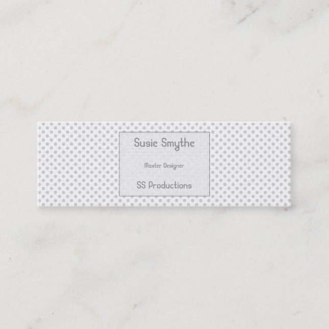 Simplistic Light Grey Small Dot Pattern Slimline Mini Business Card (Front)