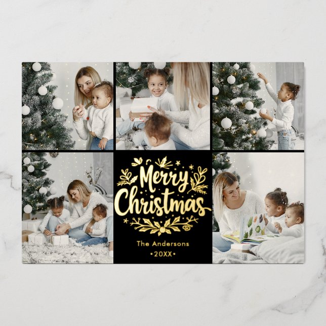  Simplistic  Merry Christmas 5 Photo Collage (Front)