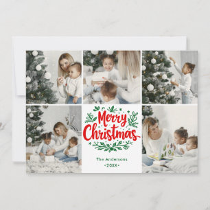  Simplistic  Merry Christmas 5 Photo Collage Holiday Card