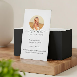 Simplistic, Minimal Circle Photo Frame Magnetic Business Card