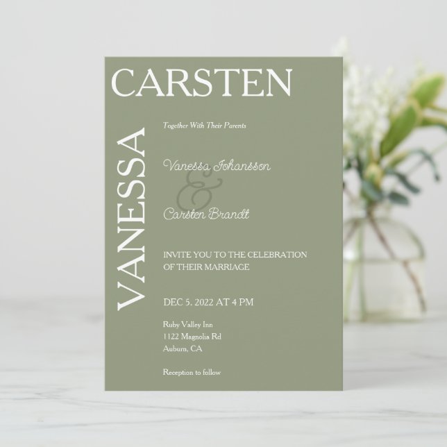 Simplistic Modern Glam Wedding  Invitation (Standing Front)