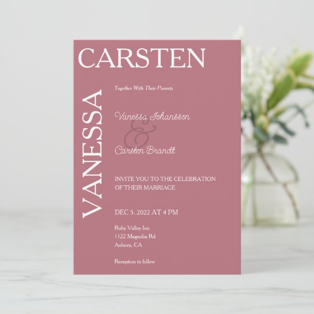 Simplistic Modern Glam Wedding  Invitation (Standing Front)