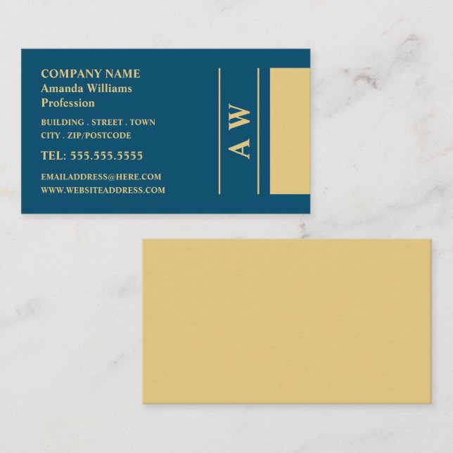 Simplistic Monogram, Minimalist Business Card (Front/Back)