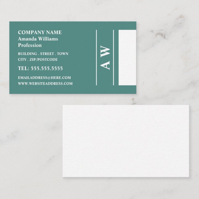 Simplistic Monogram, Minimalist Business Card (Front/Back)