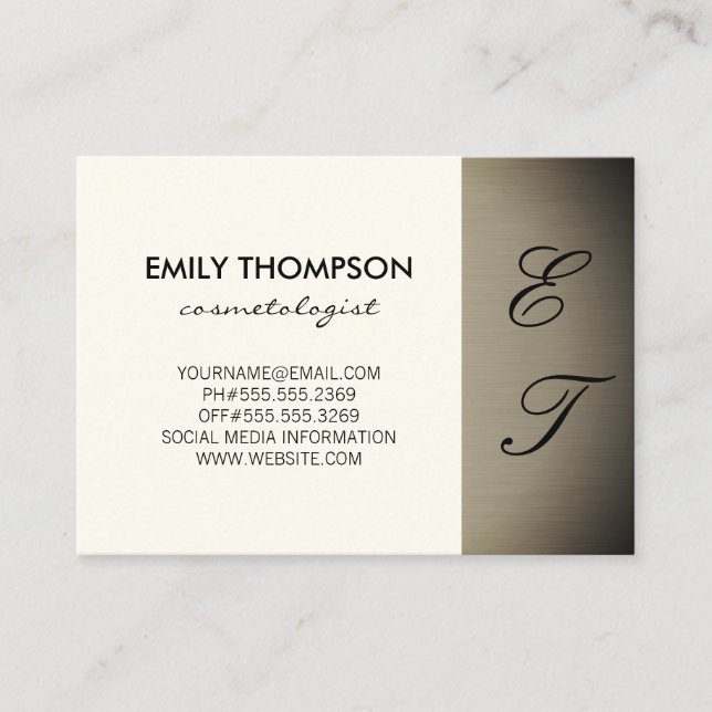 Simplistic Monogram (off yellow) Appointment Card (Front)