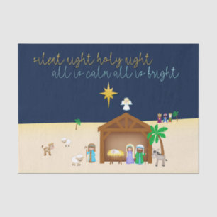 Simplistic Nativity Silent Night Christmas Carol Tissue Paper