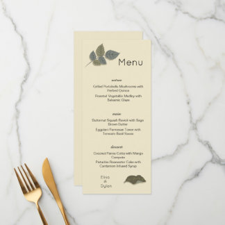 Simplistic Purple Flower with Green Leaves Menu