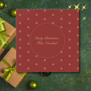 Simplistic Red and Golden Christmas Bilingual Holiday Card