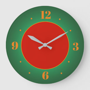 Simplistic Red Gold Green Wall Clock