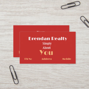 Simplistic Red Gold RealEstate Business Cards
