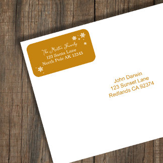 Simplistic Snowflakes Golden Yellow Return Address Label