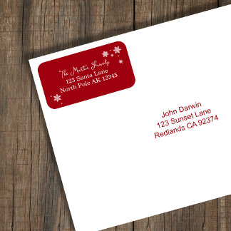Simplistic Snowflakes Red Return Address Label