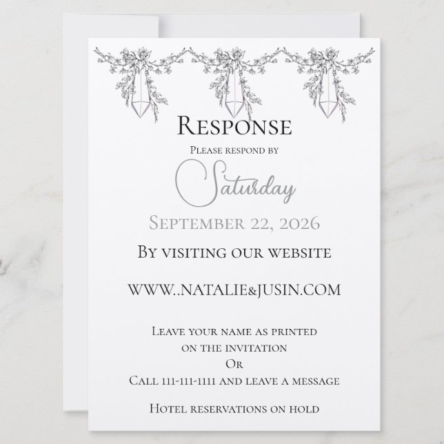Simplistic/Trendy Metallic Silver Response Card (Front)