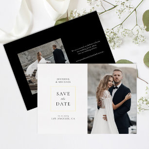 Simplistic White Black Photo Save The Date