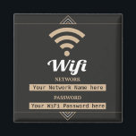 Simplistic WiFi Details Network Password  Magnet<br><div class="desc">Keep your WiFi details always readily available on your fridge for easy access,  with simply the relevant information in simplistic elegant typography which you can easily personalise with your own network information and password.</div>