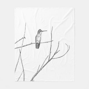 Simply a Hummingbird on a stick Fleece Blanket