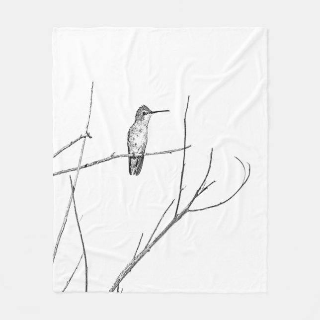 Simply a Hummingbird on a stick Fleece Blanket (Front)