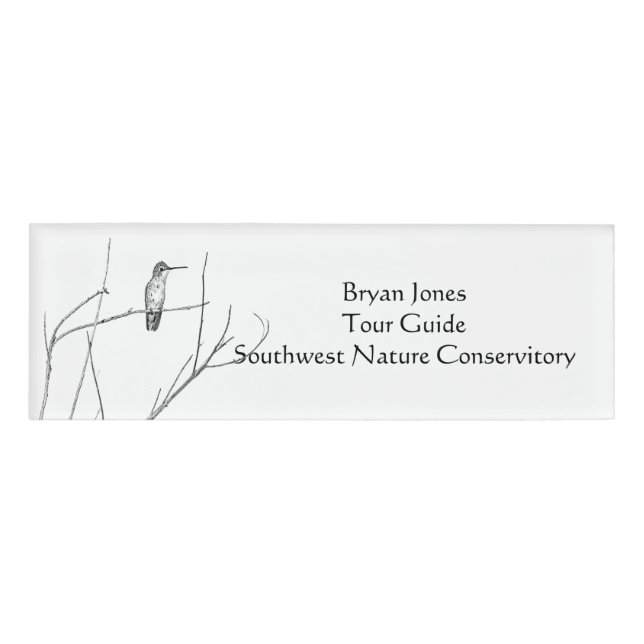 Simply a Hummingbird on a stick Name Tag (Front)