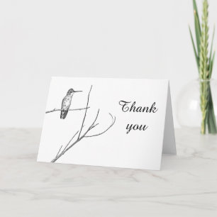 simply a Hummingbird on a stick thank you Card