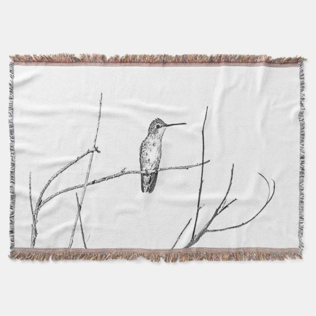 Simply a Hummingbird on a stick Throw Blanket (Front)
