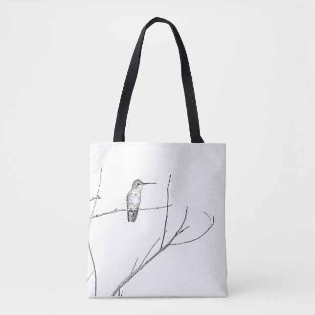 Simply a hummingbird on a stick tote bag (Front)