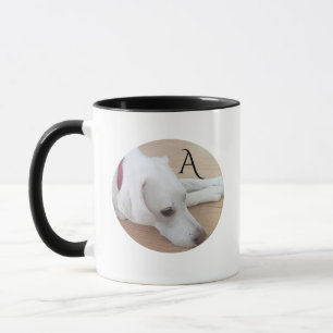 Simply Adorable Single Initial White Dog Mug