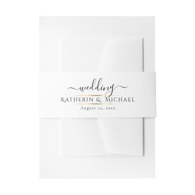SIMPLY AND ELEGANT GOLD FOIL MODERN WEDDING INVITATION BELLY BAND (Front Example)