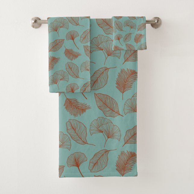 Simply Beautiful, Minimal Botanical Leaves Bath Towel Set (Insitu)