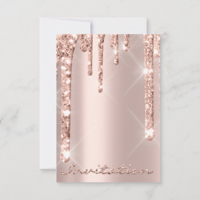 Simply Birthday Bridal Rose Drips Spark Glitter Invitation (Back)
