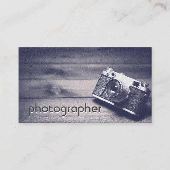 Simply Black and White Photographer Camera Lens Business Card (Front)
