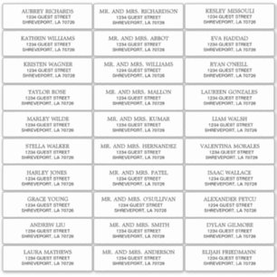 Simply Black on White Wedding Guest Address Labels