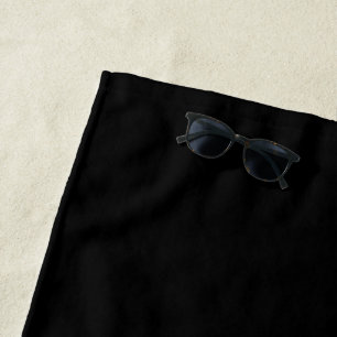 Simply Black Solid Colour Customise It Beach Towel