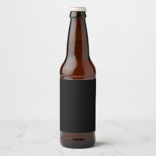 Simply Black Solid Colour Customise It Beer Bottle Label