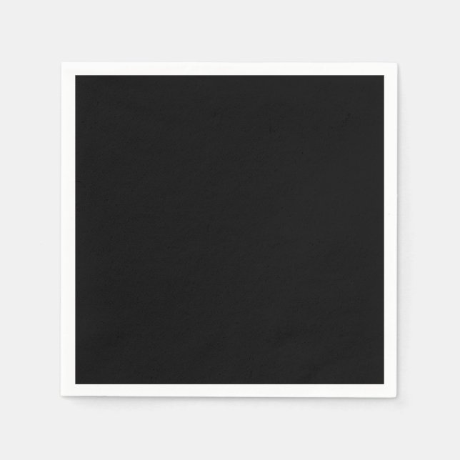 Simply Black Solid Colour Customise It Napkin (Front)