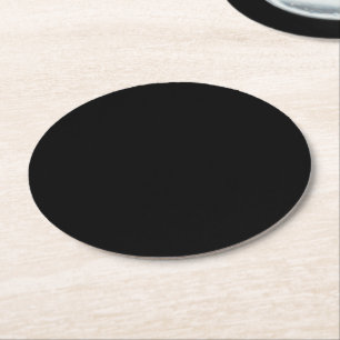Simply Black Solid Colour Customise It Round Paper Coaster