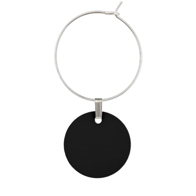Simply Black Solid Colour Customise It Wine Charm (Front)