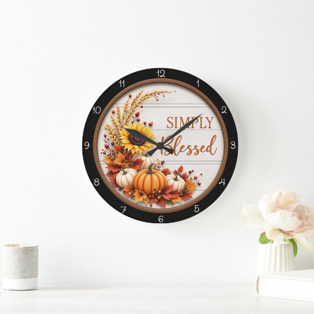 Simply Blessed Autumn  Large Clock (Home)